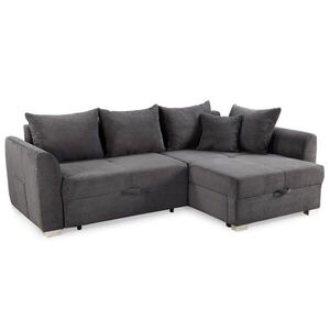 luma-home ROHOVÁ POHOVKA s funkcí rozkládání a úložným prostorem, 236 × 160 × 81 cm (Š×H×V), ležecká plocha 142 × 202 cm, manšestr tmavě šedý / 15202 obraz