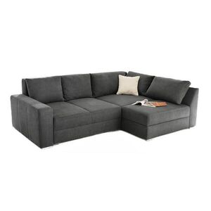 luma-home ROHOVÁ POHOVKA – PRO DLOUHODOBÉ SPÁNÍ: Boxspring, pružinová matrace, topper, 260 × 181 × 88 cm (Š×H×V), mikrovlákno v tmavě šedé barvě / 151 obraz
