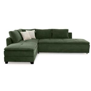 luma-home ROHOVÁ POHOVKA – PRO DLOUHODOBÉ SPÁNÍ: Dvoulůžko s boxspringem, pružinovou matrací a topperem, 306 × 223 × 95 cm (Š×H×V), zelený kord / 1516 obraz