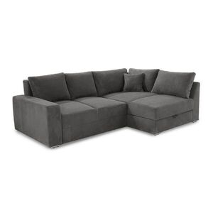 luma-home ROHOVÁ POHOVKA – PRO DLOUHODOBÉ SPÁNÍ: Boxspring, pružinová matrace, topper, úložný prostor, 260 × 181 × 88 cm (Š×H×V), tmavě šedý kord / 15 obraz