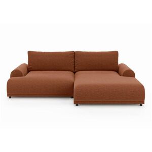 luma-home ROHOVÁ POHOVKA s funkcí rozkládání, úložným prostorem, extra širokým otomanem vpravo, Š240/H145/V81 cm, ženilka v barvě terakoty / 21023 obraz