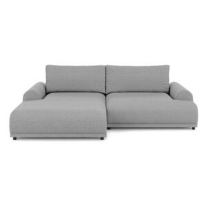 luma-home ROHOVÁ POHOVKA s rozkládací funkcí, úložným prostorem, extra širokým otomanem vlevo, 240 × 145 × 81 cm (Š×H×V), potah s bouclé vzorem šedý / obraz
