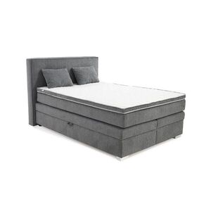 luma-home POSTEL s boxspringem 140 × 200 cm, 7zónová matrace s kapesními pružinami typu „tonneau“ H4, topper, boxy s bonellovými pružinami, šedá ženil obraz