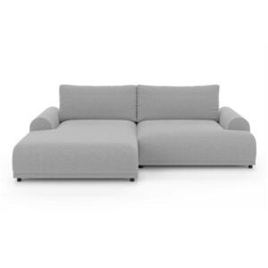 luma-home ROHOVÁ POHOVKA s funkcí rozkládání, úložný prostor, extra široký otoman vlevo, zaoblené područky, Š240/H145/V81 cm, světle šedá ženilka / 21 obraz