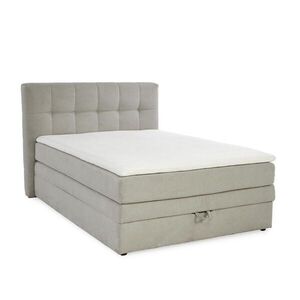luma-home POSTEL s boxspringem 140 × 200 cm, 7zónová matrace s kapesními pružinami typu „tonneau“ H3, topper, manšestr béžovo-šedý / 20036 obraz