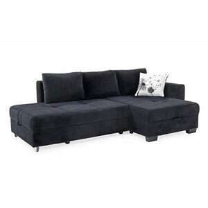 luma-home DVOULŮŽKOVÁ ROHOVÁ POHOVKA s úložným prostorem, 247 × 155 × 87 cm (Š×H×V), ležecká plocha 183 × 207 cm, černý kord / 15216 obraz