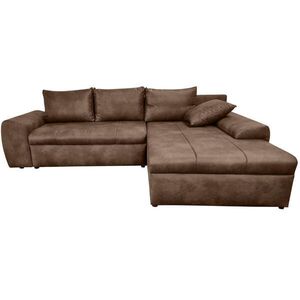 luma-home ROHOVÁ POHOVKA s funkcí rozkládání, úložným prostorem, otomanem vpravo, Š266/H186/V90 cm, mikrovlákno s koženým vzhledem, vintage hnědá / 18 obraz