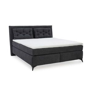 luma-home POSTEL s boxspringem 180 × 200 cm s oboustrannými pružinovými matracemi Bonell H2/H3, čalouněním z pružin Bonell, ženilka antracitová / 2003 obraz
