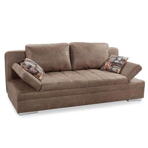 luma-home ROZKLÁDACÍ POHOVKA s úložným prostorem, vlnovým odpružením, 200 × 100 × 84 cm (Š×H×V), mikrovlákno v antické kožené optice, hnědá / 15116 obraz