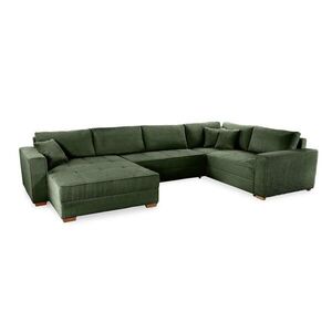 luma-home SEDACÍ SOUPRAVA, spací funkce, úložný prostor pod postelí, pružinová matrace, tvar písmene U, 379 × 227 × 86 cm (Š×H×V), zelený kord / 15199 obraz