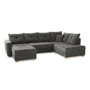 luma-home SEDACÍ SOUPRAVA s funkcí lůžka a úložným prostorem pod postelí, tvar písmene U, 313 × 200 × 92 cm (Š×H×V), manšestr tmavě šedý / 15220 obraz