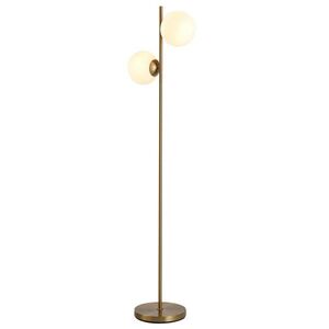 HOMCOM STOJACÍ LAMPY Stojací lampa 2dílný skleněný stínidlo Zlatá+Bílá obraz
