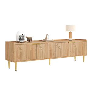 OKWISH TV stolek 170/35/47, 5 cm přírodní z MDF s úložným prostorem a vedením kabelů obraz