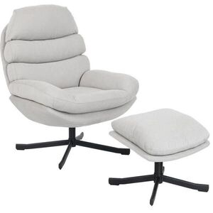 OKWISH RELAXAČNÍ křeslo 78/93/100 cm krémově bílé z polyesteru s podnožkou a otočnou funkcí obraz