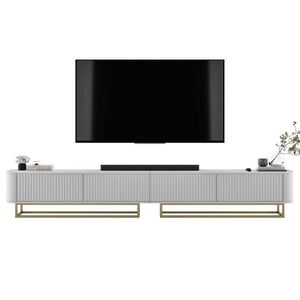 Meble Lindner TV stolek Aurora, sada 2 kusů s kovovým rámem, matná bílá, 280 cm obraz