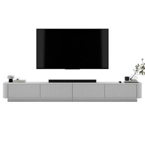 Meble Lindner TV stolek Aurora, sada 2 kusů s podstavcem, matná bílá, 280 cm obraz