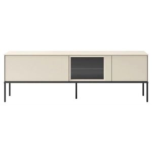 Selsey TV stolek Bellezo s osvětlenou prosklenou vitrínou Krémová 166/55/41 cm obraz