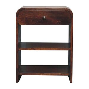Artisan Furniture NOČNÍ STOLEK S povrchem v barvě sametu a mochy, 1 zásuvka, 1 otevřená přihrádka, tmavě hnědý obraz