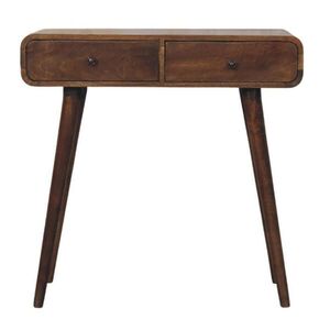 Artisan Furniture BOTNÍK z masivního dřeva Mud Leinen Nordic, čalouněné sedátko a otevřená police pro úložný prostor, tmavě hnědý obraz