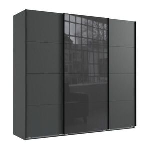 luma-home SKŘÍŇ S POSUVNÝMI DVEŘMI, 3dveřová, šířka 225 cm, výška 208 cm, hloubka 64 cm, v grafitové barvě, s jedněmi prosklenými dveřmi v šedé barvě obraz