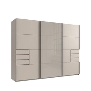 luma-home SKŘÍŇ S POSUVNÝMI DVEŘMI, 3dveřová, šířka 270 cm, výška 208 cm, hloubka 64 cm, béžovo-šedá, prostřední dveře skleněné, se zásuvkami / 22616 obraz
