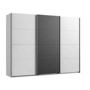 luma-home SKŘÍŇ S POSUVNÝMI DVEŘMI, 3dveřová, 270 × 208 × 65 cm (Š×V×H), v bílé barvě, prostřední dveře v šedém provedení imitujícím ocel / 22003 obraz