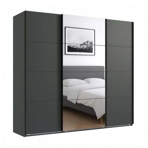 luma-home SKŘÍŇ S POSUVNÝMI DVEŘMI, 3dveřová, šířka 225 cm, výška 208 cm, hloubka 64 cm, v grafitové barvě, s jedním zrcadlovým křídlem / 22519 obraz