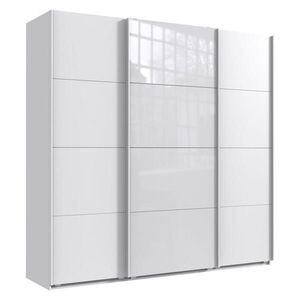 luma-home SKŘÍŇ S POSUVNÝMI DVEŘMI, 3dveřová, šířka 225 cm, výška 236 cm, hloubka 64 cm, extra vysoká, bílá, s jedněmi prosklenými dveřmi v bílé barvě obraz