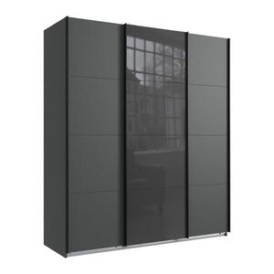 luma-home SKŘÍŇ S POSUVNÝMI DVEŘMI, 3dveřová, šířka 180 cm / výška 208 cm / hloubka 64 cm, barva grafitová, s jedněmi prosklenými dveřmi v šedé barvě obraz