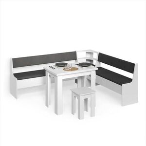 Livinity® ROHOVÁ LAVICE Tiberio Bílá 210 x 180 cm se stolkem obraz