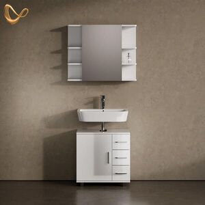 Livinity® SADA NÁBYTKU DO KOUPELNY Eisak, Bílá vysoký lesk, 2dílná obraz