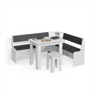 Livinity® ROHOVÁ LAVICE Tiberio Bílá 180 x 150 cm se stolkem obraz