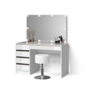 Livinity® TOALETNÍ STOLEK Imola Bílá/zlatá s osvětlením LED a stoličkou obraz