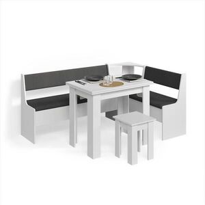 Livinity® ROHOVÁ LAVICE Tiberio Bílá 180 x 120 cm se stolkem obraz