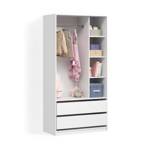 Livinity® DĚTSKÁ ŠATNÍ SKŘÍŇ Trento Bílá 100 x 200 cm se 2 zásuvkami obraz