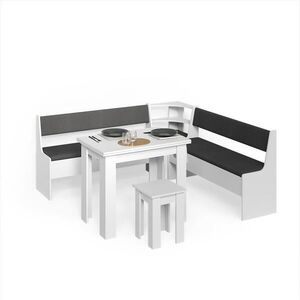 Livinity® ROHOVÁ LAVICE Tiberio Bílá 210 x 210 cm se stolkem obraz