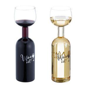 Relaxdays SKLENICE Transparentní 750 ml sklo s nápisem Wine not obraz
