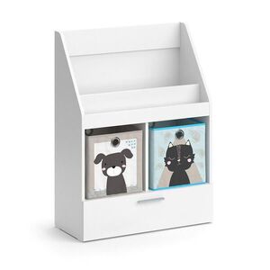 Vicco DĚTSKÁ POLIČKA Luigi Bílá 72 x 96.2 cm se zásuvkou a 2 skládacími boxy opt.3 obraz