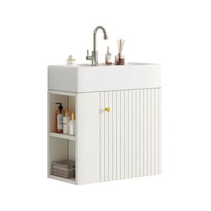 OKWISH KOUPELNOVÁ skříňka s umyvadlem 55 cm bílá z dřevotřísky s úložným prostorem obraz
