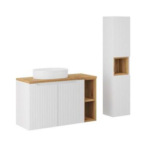 Petits-meubles KOUPELNOVÝ NÁBYTEK 100.4cm Riva 2er-Set Bílá a dřevo obraz
