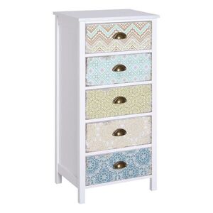 HOMCOM KOMODA s 5 zásuvkami Zásuvková komoda Skříň Shabby Chic Barevná obraz