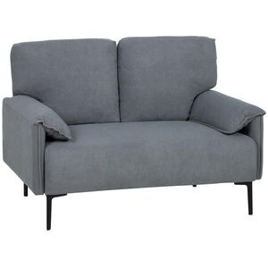 HOMCOM SOFA 2místná 127 cm Malá čalouněná pohovka s područkami, sametový vzhled, šedá obraz