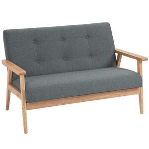 HOMCOM DVOUMÍSTNÁ pohovka Dvojitá pohovka Čalounění Loveseat kompaktní Lněné šedé obraz