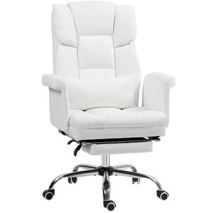 HOMCOM KANCELÁŘSKÁ ŽIDLE, ergonomická kancelářská židle s polohovací funkcí, bederní polštář, bílá obraz