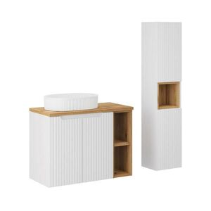 Petits-meubles KOUPELNOVÝ NÁBYTEK 80.4cm Riva 2er-Set Bílá a dřevo obraz