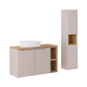 Petits-meubles KOUPELNOVÝ NÁBYTEK 100.4cm Riva 2er-Set Kašmír a dřevo obraz