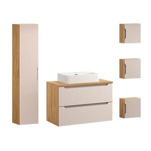 Petits-meubles KOUPELNOVÝ NÁBYTEK 90cm Mallory 2er-Set Béžová a dřevo obraz