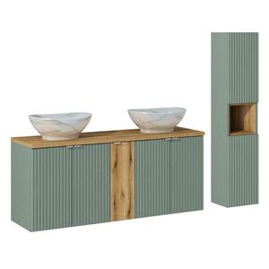 Petits-meubles KOUPELNOVÝ NÁBYTEK 140cm Jade 2er-Set Zelená a dřevo obraz
