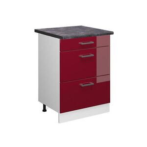 Vicco SPODNÍ SKŘÍŇKA KUCHYŇSKÉ LINKY R-Line Červená vysoký lesk 60 cm se zásuvkami, PD Antracit obraz