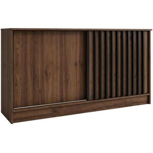 Beautysofa KOMODA Horizon se 2 posuvnými dveřmi, 160 cm, ořech + černá obraz